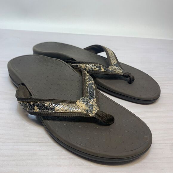 Vionic Shoes - VIONIC 44Tide Snake Skin Sandals Orthopedic Size 10 Flip Flops Brown T-Strap